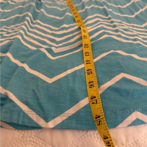 NWT turquoises and white chevron Maxi Dress womens  size L strapless - Picture 11 of 11